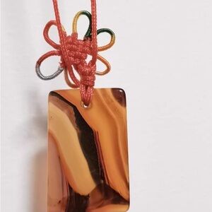 Natural agate "No Worries" pendant